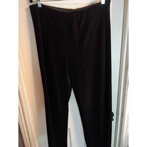 Alex Evening Black Velvet Wide Leg Pants Elastic Waist Sz M Holiday Festive
